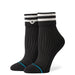 Roll Cuff Quarter Socks - Black