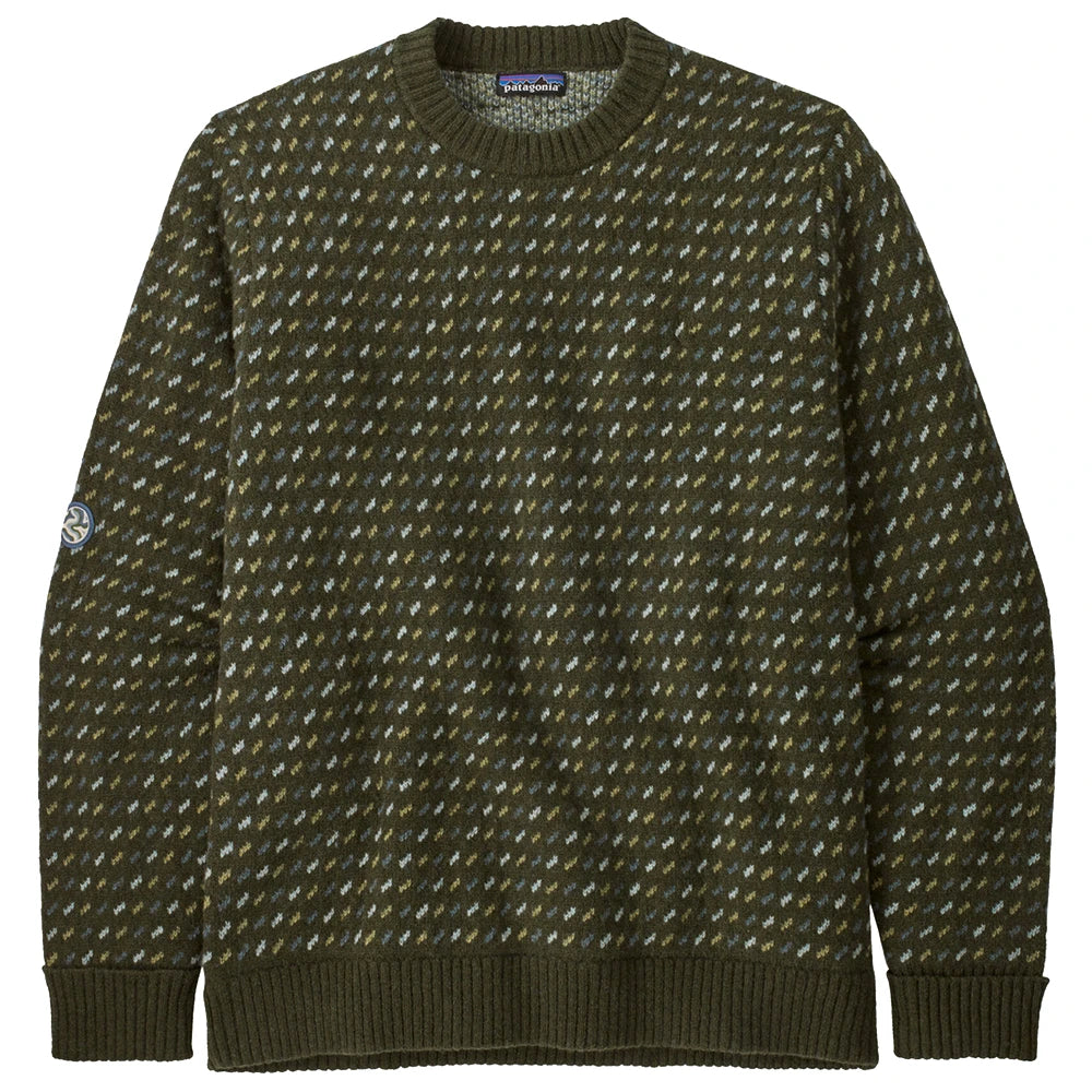 Patagonia Men s Recycled Wool Blend Sweater Fisherman Stitch Pine Needle Green The Brokedown Palace
