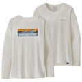 Women's L/S Capilene Cool Daily Graphic Shirt - Waters - Boardshort Logo Light Plume Grey: White